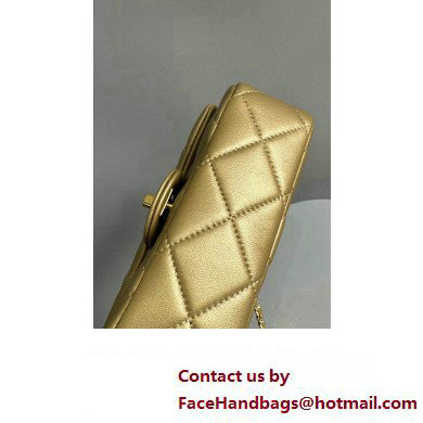 Chanel Lambskin, Resin  &  Gold-Tone Metal Small Flap Bag with Top Handle AS4848 Gold 2024